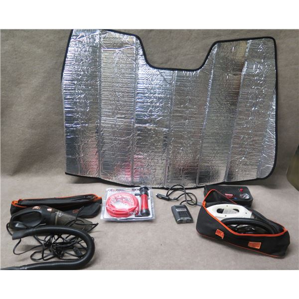 Car Sun Shade, THISWORX Vacuum, Ridgid RD97100 Inverter, Transfer Pump, etc