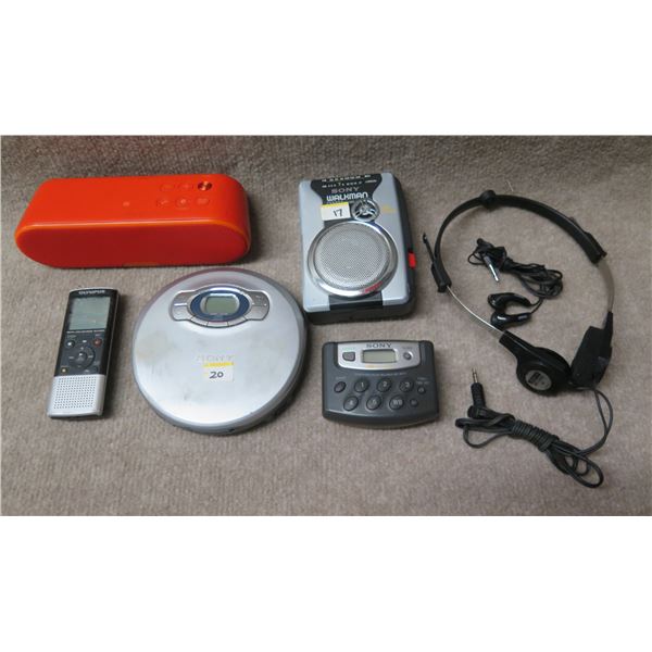 Olympus Voice Recorder, Sony CD Player & 2 Walkmans, Personal Audio System, etc
