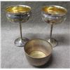 Image 1 : Qty 2 Metal Footed Goblets 6.5"H & Bowl