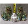 Image 11 : Qty 2 Foo Dog Guardian Lions 6"H & Buddha Figure