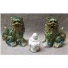 Image 1 : Qty 2 Foo Dog Guardian Lions 6"H & Buddha Figure