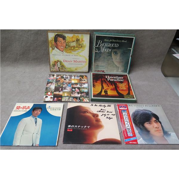 Qty 7 Record Collections: Dean Martin, Background Moods, Hawaiian Paradise, etc