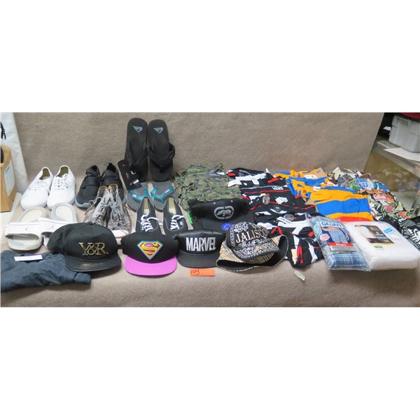Misc Clothing: Ball Caps, Sneakers & Sandals, Hawaiian Print Shorts, etc