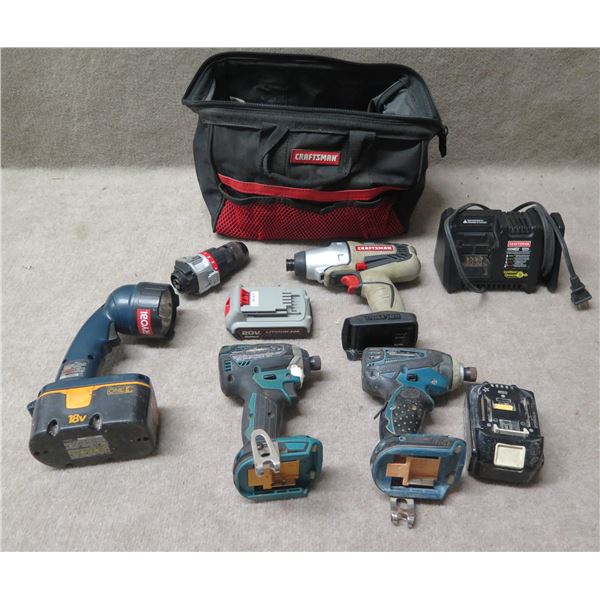 Makita XDT01 & XDT13 Impact Drivers, Craftsman 900.16496 Bolt-On Drill, etc in Case