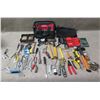 Image 1 : Multiple Hand Tools:  Wrenches, Pliers, Hammers, Lights, Bits, etc in Case