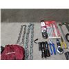 Image 3 : Multiple Hand Tools: Hammer, Pliers, Flashlights, Chains, Sockets, Saw Blades, etc