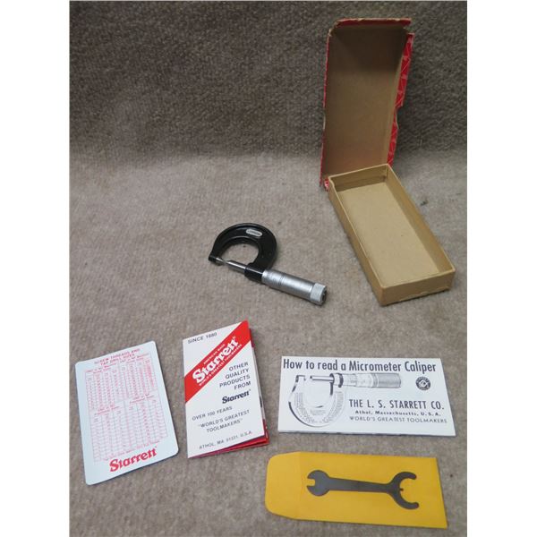 L.S. Starrett Co. 210-A Micrometer Caliper  w/ Instructions in Box