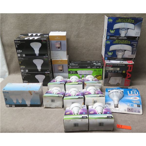 Multiple Sconces & Light Bulbs: Portfolio, Security LED, WallPack Glass Refractor, EcoSmart, etc