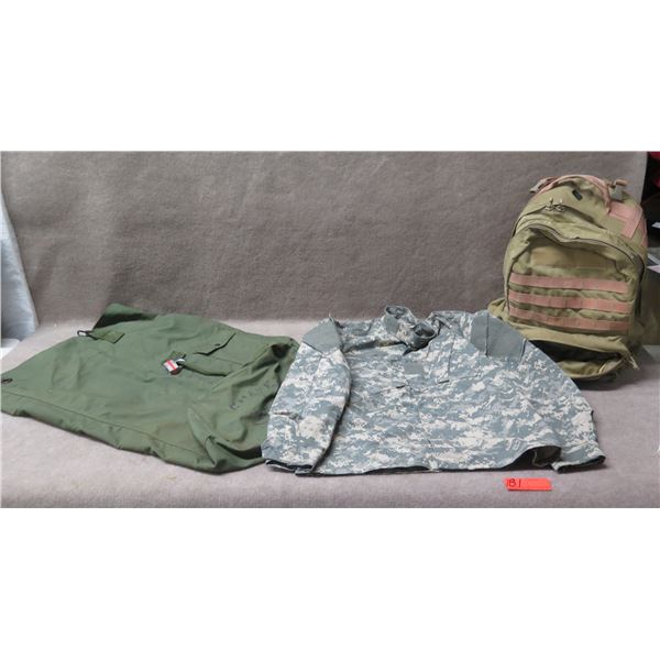 Camouflage Jacket Small-Regular (Ht 37-71"/Chest 33-37") w/ Bag & Merkworx Backpack