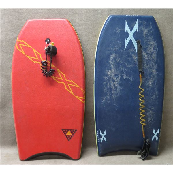 Qty 2 Boogie Boards: Customx & X Legend w/ Leashes
