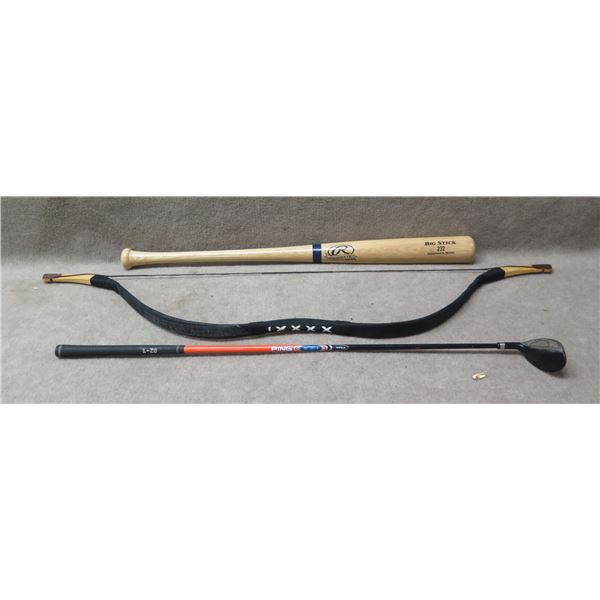 Ping Moxy V-Flex Golf Club, Big Stick 232 Baseball Bat & Archery Bow 47"L