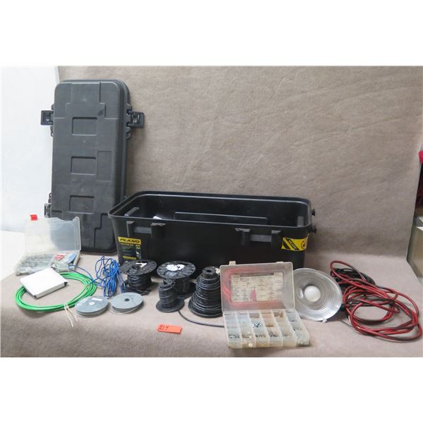 Multiple Reels Cables, Organizer Box of Hardware, Light, etc in Plano Storage Trunk