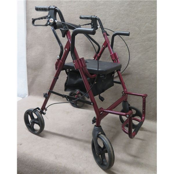 Carex Rollator Collapsible Folding Rolling Walker w/ Storage Seat