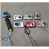 Image 1 : Qty 7 Cameras: Optio E10, Canon, Kodak, Samsung, Casio, SJCam w/ Stick