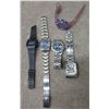 Image 1 : Qty 5 Watches:  2 Digital w/ Plastic Straps, 3 Analog w/ Metal Straps