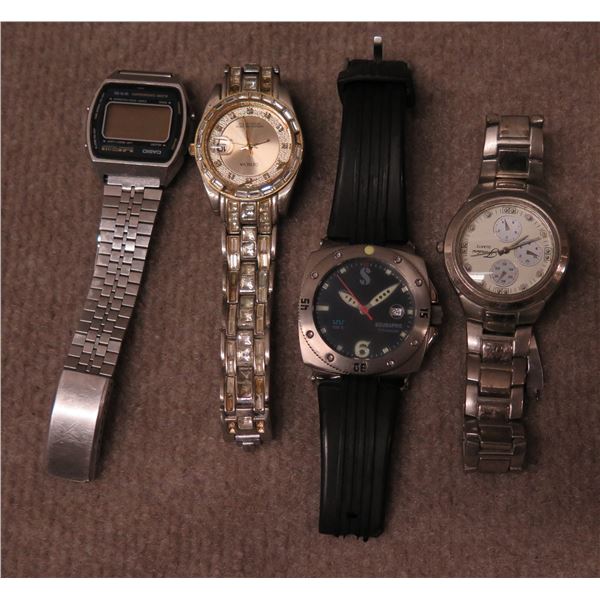 Qty 3 Analog Watches - 2 w/ Metal Straps, 1 ScubaPro & 1 Digital w/ Metal Strap