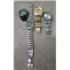 Image 1 : Qty 3 Analog Watches w/ Metal Straps & 1 Armitron Digital w/ Black Strap