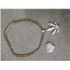 Image 2 : Leaf Pendant on Black Jack Metal Chain & Heart Shape Pendant