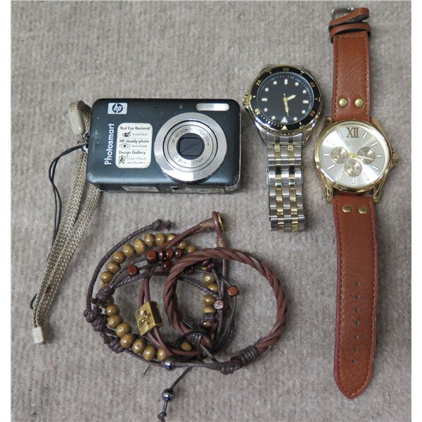 HP Photosmart Camera, 2 Analog Watches & Misc Bracelets