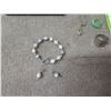 Image 2 : Misc Costume Jewelry: Beaded Bracelet, Necklaces, Rings, Pins & Box Cross Pendants
