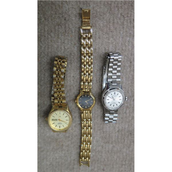 Qty 3 Analog Watches w/ Metal Straps