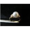 Image 2 : Gold 14K Solitaire Pearl Ring w/ Diamond Accents 3.07g Size 6