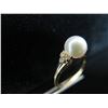 Image 3 : Gold 14K Solitaire Pearl Ring w/ Diamond Accents 3.07g Size 6