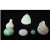 Image 1 : Qty 3 Carved Green Pendants & 2 Loose Stones, Misc Sizes
