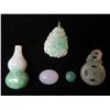 Image 2 : Qty 3 Carved Green Pendants & 2 Loose Stones, Misc Sizes