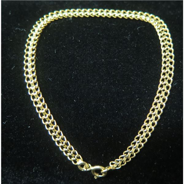 Gold 14K Double Chain Bracelet w/ Maker's Mark 5.76g (196mm)