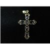 Image 2 : Gold 14K Cross Pendant Marked 585 w/ 6 Purple Stones 1.59g (19mm x 30mm)