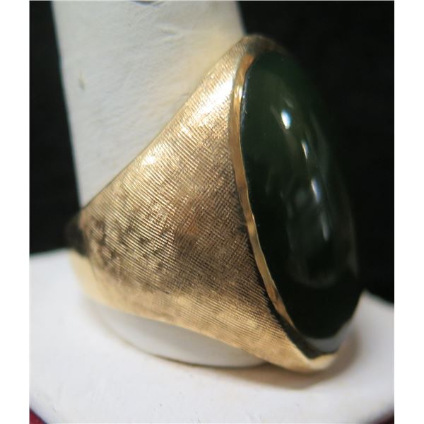 Gold 10K Green Stone Ring 21.35g Size 10
