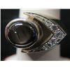 Image 1 : White Gold 14K Ring w/ Black Stone 12.23g Size 7.25