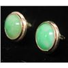 Image 1 : Pair Gold 14K Stud Pierced Earrings w/ Green Stones 2.58g