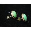 Image 2 : Pair Gold 14K Stud Pierced Earrings w/ Green Stones 2.58g
