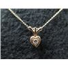 Image 2 : Gold 14K Chain Necklace w/ Heart & Diamond Pendant 1.28g