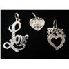 Image 1 : Qty 3 White Gold 14K Pendants: 2 Hearts & Love 3.35g