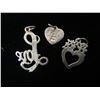 Image 2 : Qty 3 White Gold 14K Pendants: 2 Hearts & Love 3.35g