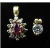 Image 1 : Qty 2 Gold 14K Pendants w/ Diamond & Clear Stone Accents 1.51g