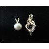 Image 2 : Qty 2 Gold 14K Pendants w/ Purple Stone, Diamond & Pearl Accents 2.30g
