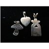 Image 2 : Qty 3 White Gold 14K Pendants: Mushroom, Heart w/ 'D' & Floral 'A' 2.41g