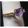 Image 1 : Gold 10K Ring w/ Purple Stone & Diamond Accents 1.68g Size 5.75