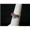 Image 2 : Gold 10K Ring w/ Purple Stone & Diamond Accents 1.68g Size 5.75