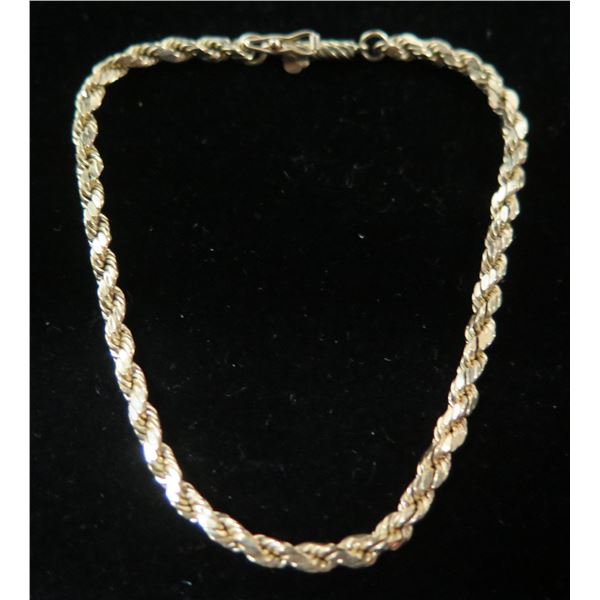 Gold 14K Rope Chain Bracelet 2.06g (7"L)