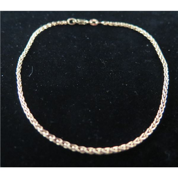 Gold 14K Rope Chain Bracelet 3.49g (9"L)