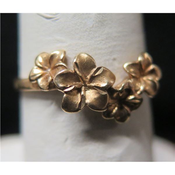 Artistic 14K Hawaiian Plumeria Ring 2.02g Size 8