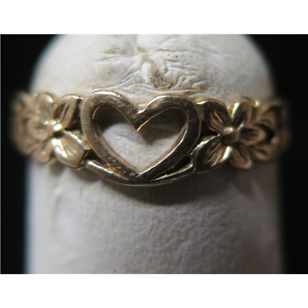 Artistic 14K Hawaiian Heart w/ Plumeria Ring 0.80g Size 3.25
