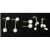 Image 1 : Qty 3 Pair Gold 14K w/ Pearl Pierced Earrings 4.56g