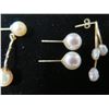 Image 3 : Qty 3 Pair Gold 14K w/ Pearl Pierced Earrings 4.56g