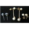 Image 1 : Qty 2 Pair Gold 14K w/ Pearl Pierced Earrings & Metal Studs 3.98g